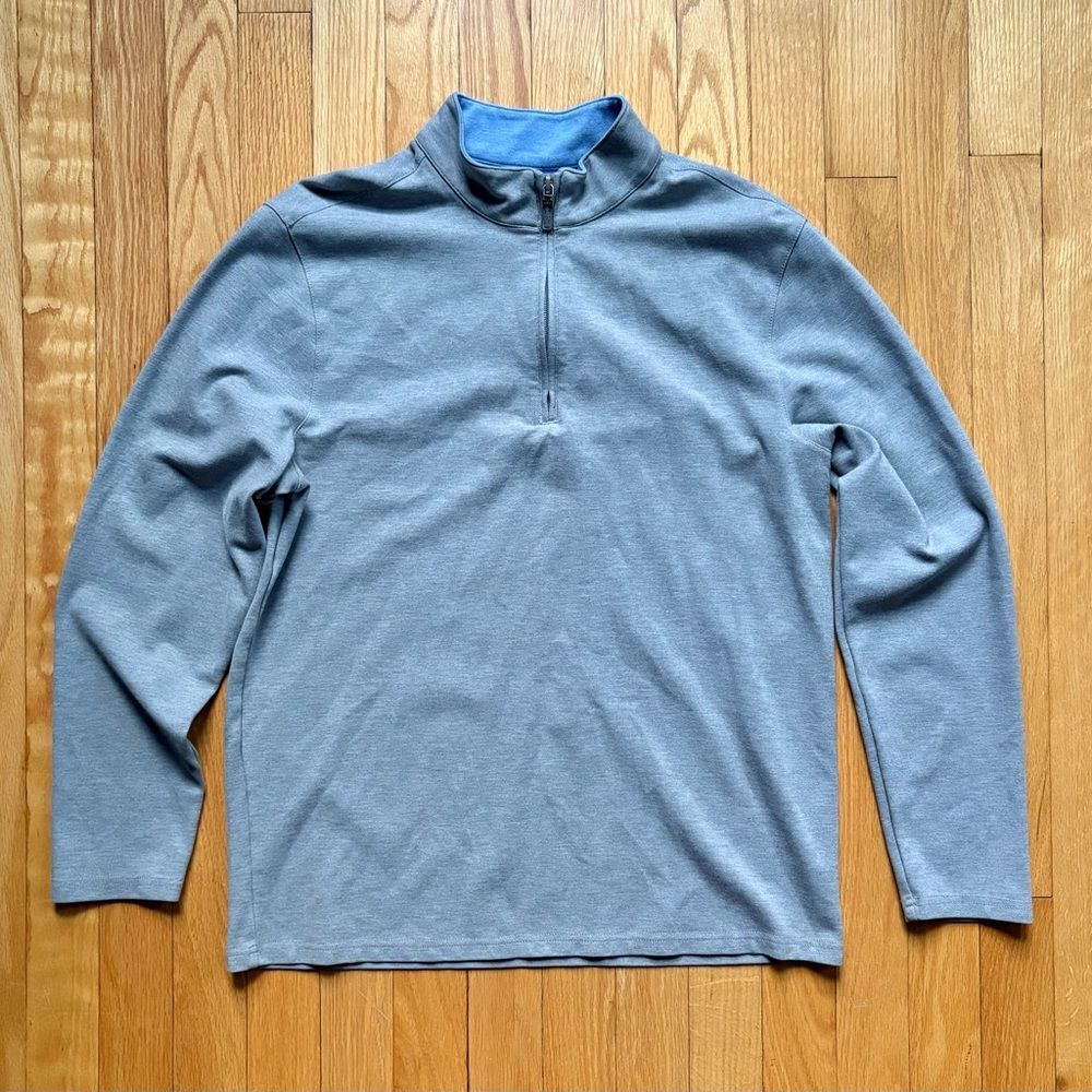 Mizzen+Main Men’s ProFlex 1/4 Zip Up Performance Pullover Small Gray Solid